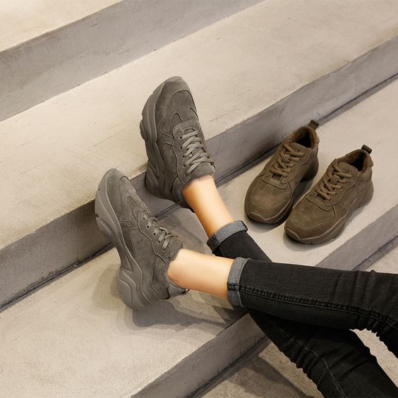 Velvet Platform Dad Sneaker Shoes | Abershoes