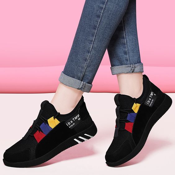 Girls Color Block Trendy Design Sneaker Shoes