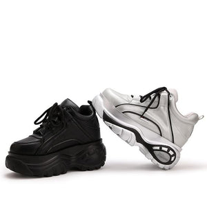 Women's Trendy Sliver/Black Platform Shoes | Abershoes