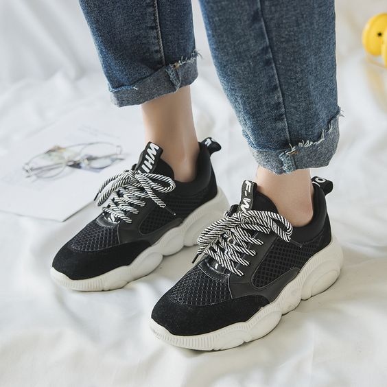 Cute Mesh Platform Dad Sneaker Shoes | Abershoes