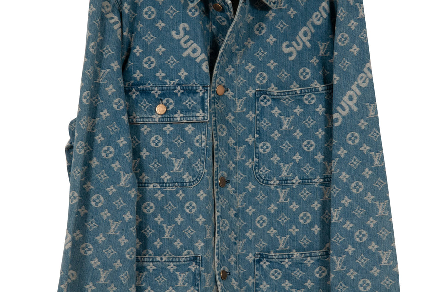 Louis Vuitton x Supreme Blue Monogram Jacquard Denim Jeans 3XL at 1stDibs