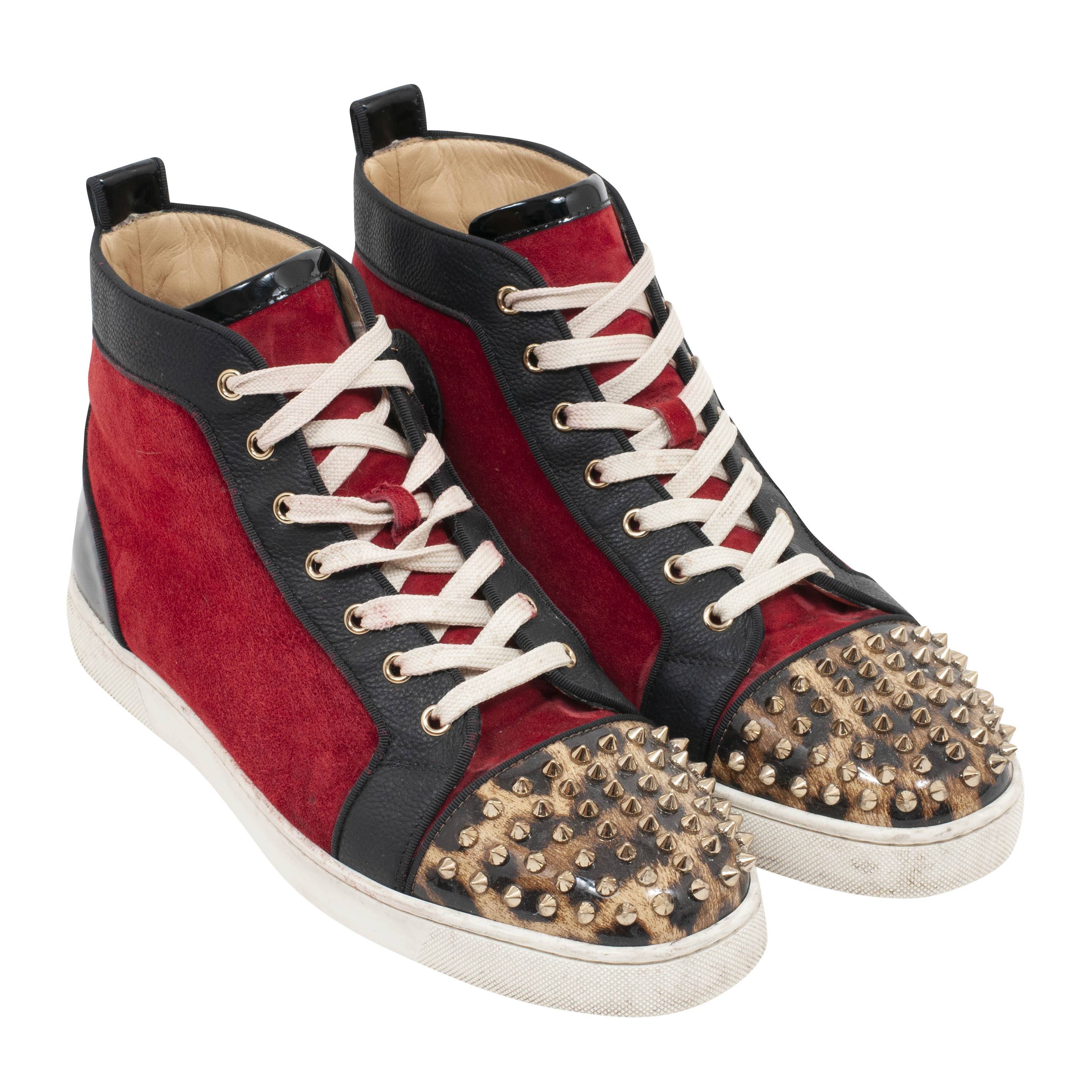 Christian Louboutin Black Python Louis Orlato High Top Sneakers Size 41.5 Christian  Louboutin