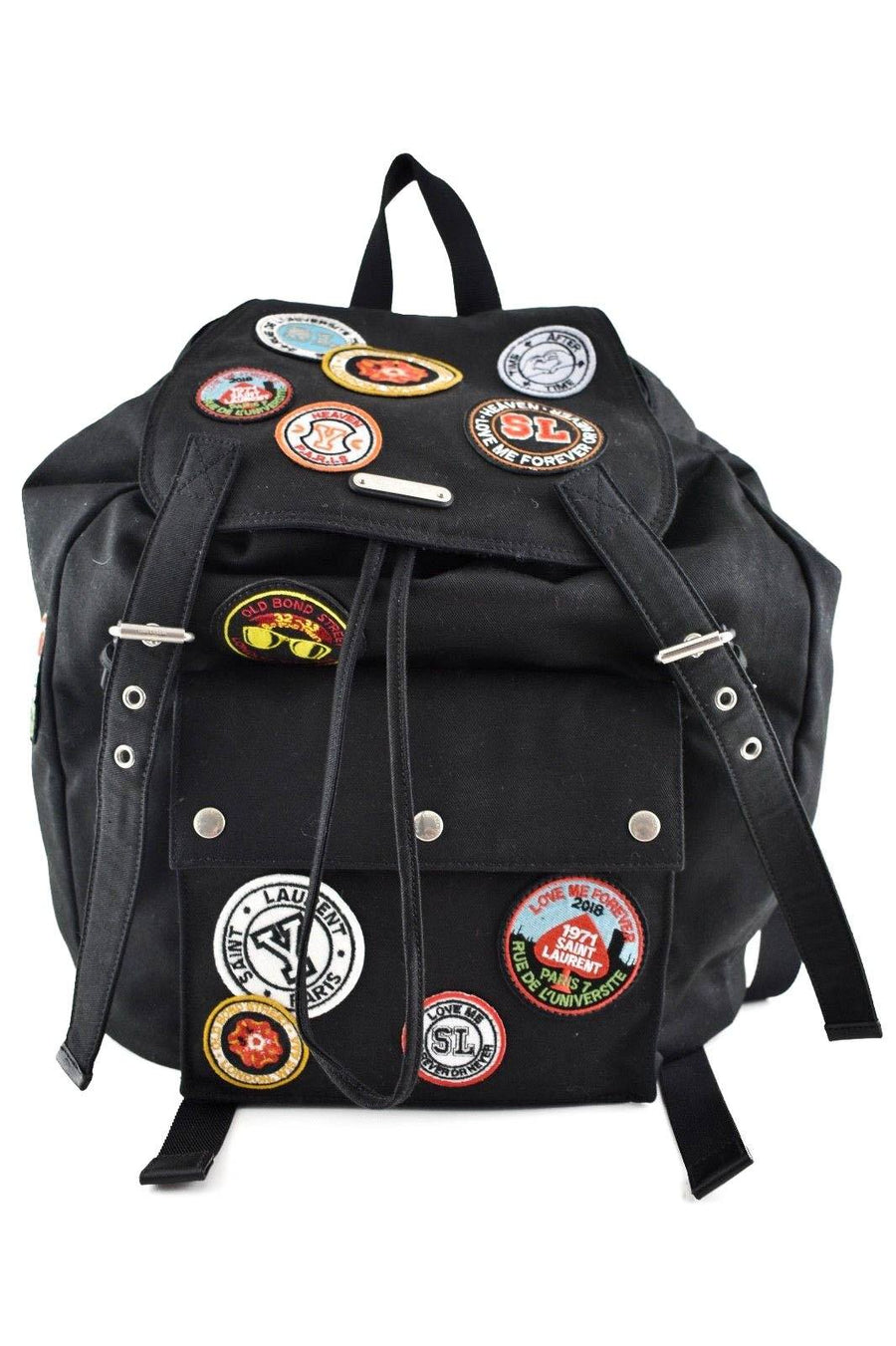 saint laurent patch backpack