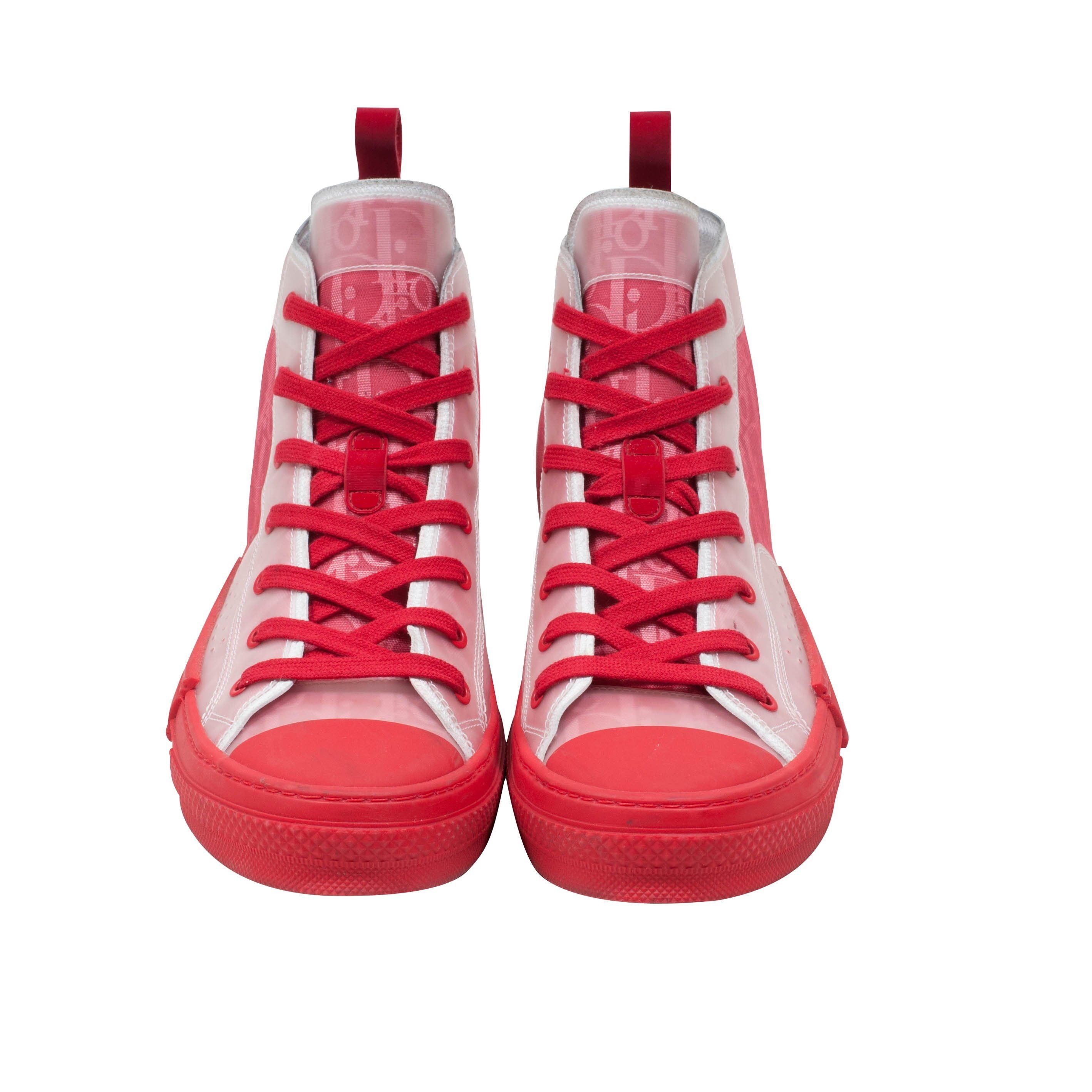 Mens Luxury Sneakers  Dior B27 high top sneakers in white and red