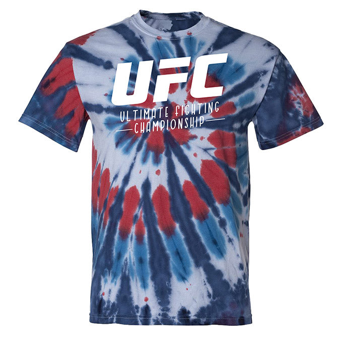 red and blue tie dye shirt