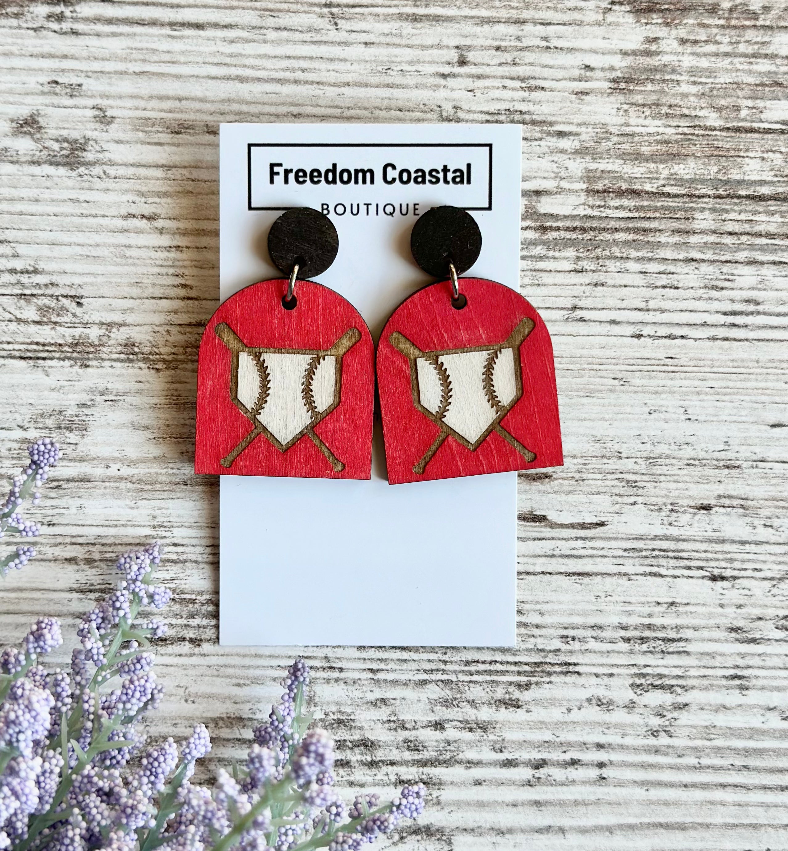 Baseball Wooden Earrings