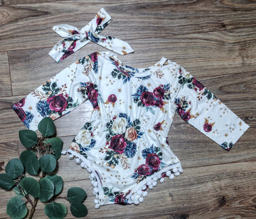 Ivory Floral Baby Romper
