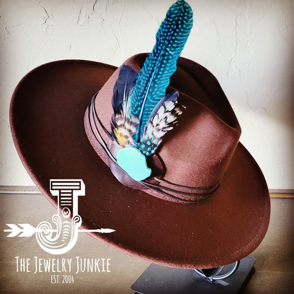 Blue Guinea Feather&Turq Slab Hatband Choice Hat