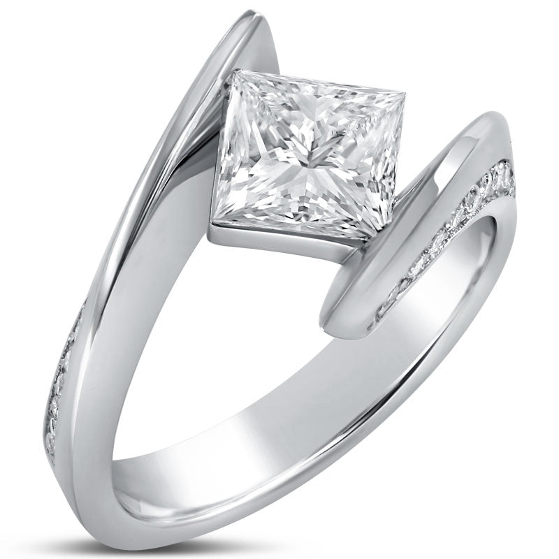 Shop Nina Elle Jewels for princess cut semi tension diamond engagement ...