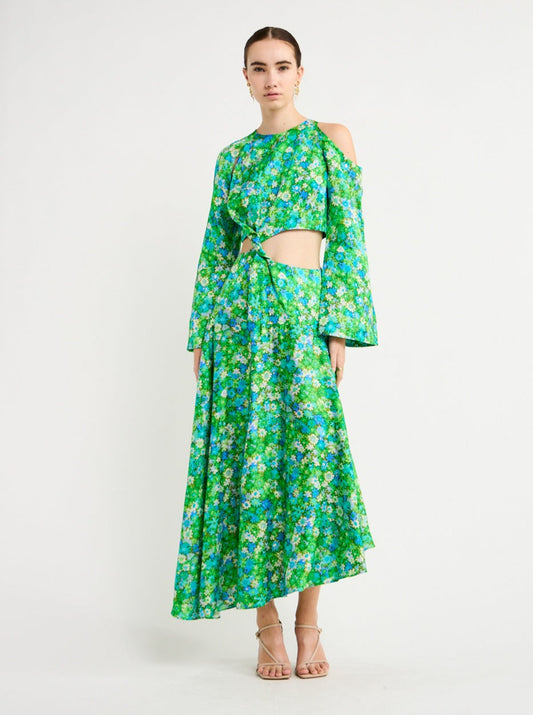 Lonnie Ruffled Printed Tunic Dress - Aqua/Royal Floral – COCO + CARMEN