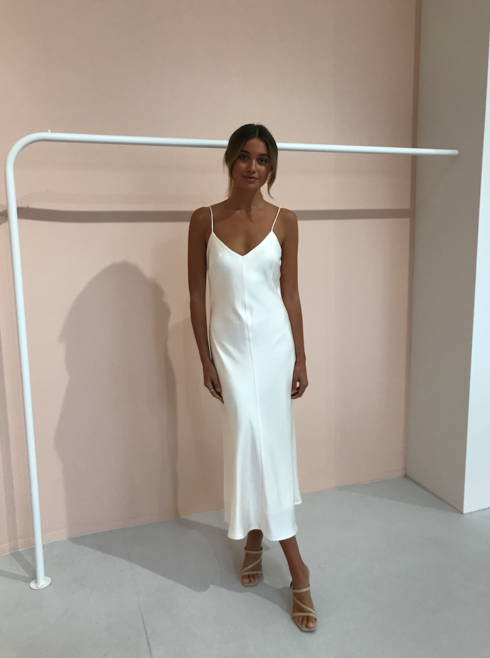 bec and bridge white midi dress