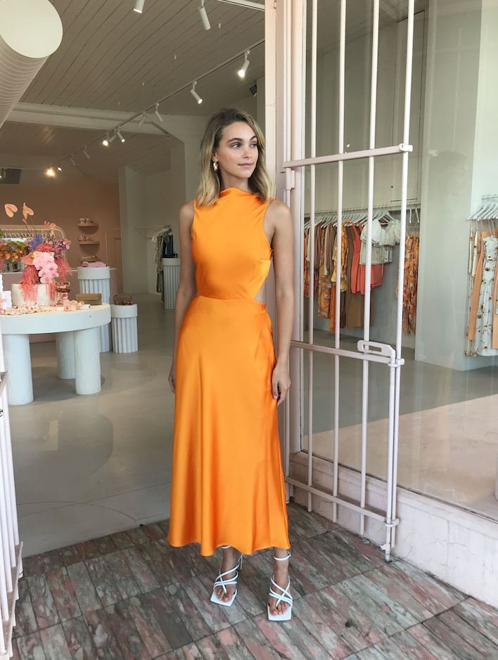 bec and bridge tangerine dress