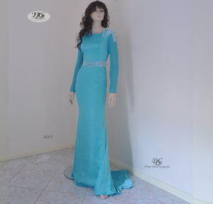 aqua blue evening gown