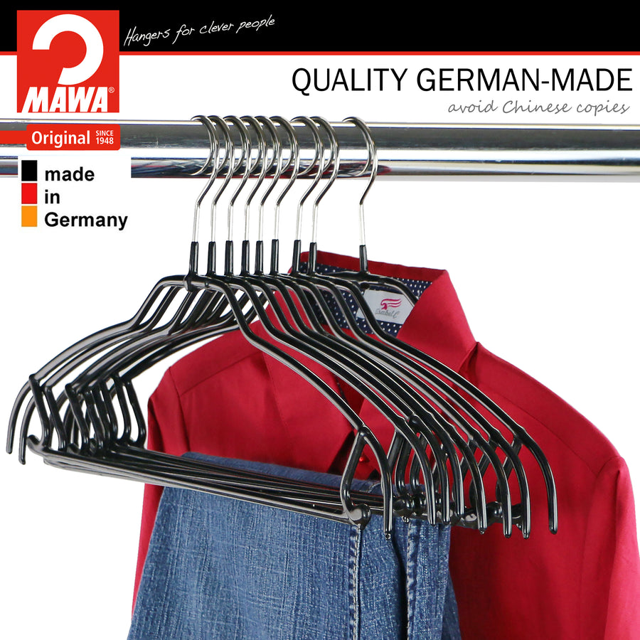 Euro Space-Saving Shirt with Pant Bar & Skirt Hook Hanger, 42-PTU, Bla –