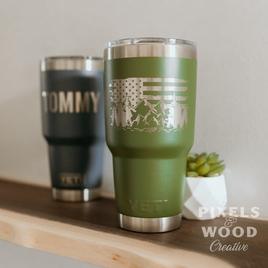 30oz Engraved Stanley Cup Tumbler with Handle – Pixels and Wood