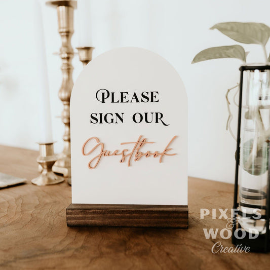 Hanging Acrylic Wedding Sign (with or without) Copper Stand – Pixels and  Wood