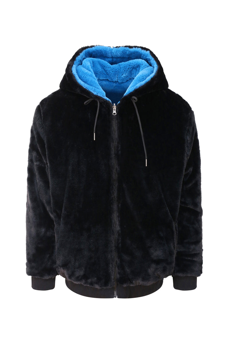 black fur zip up hoodie