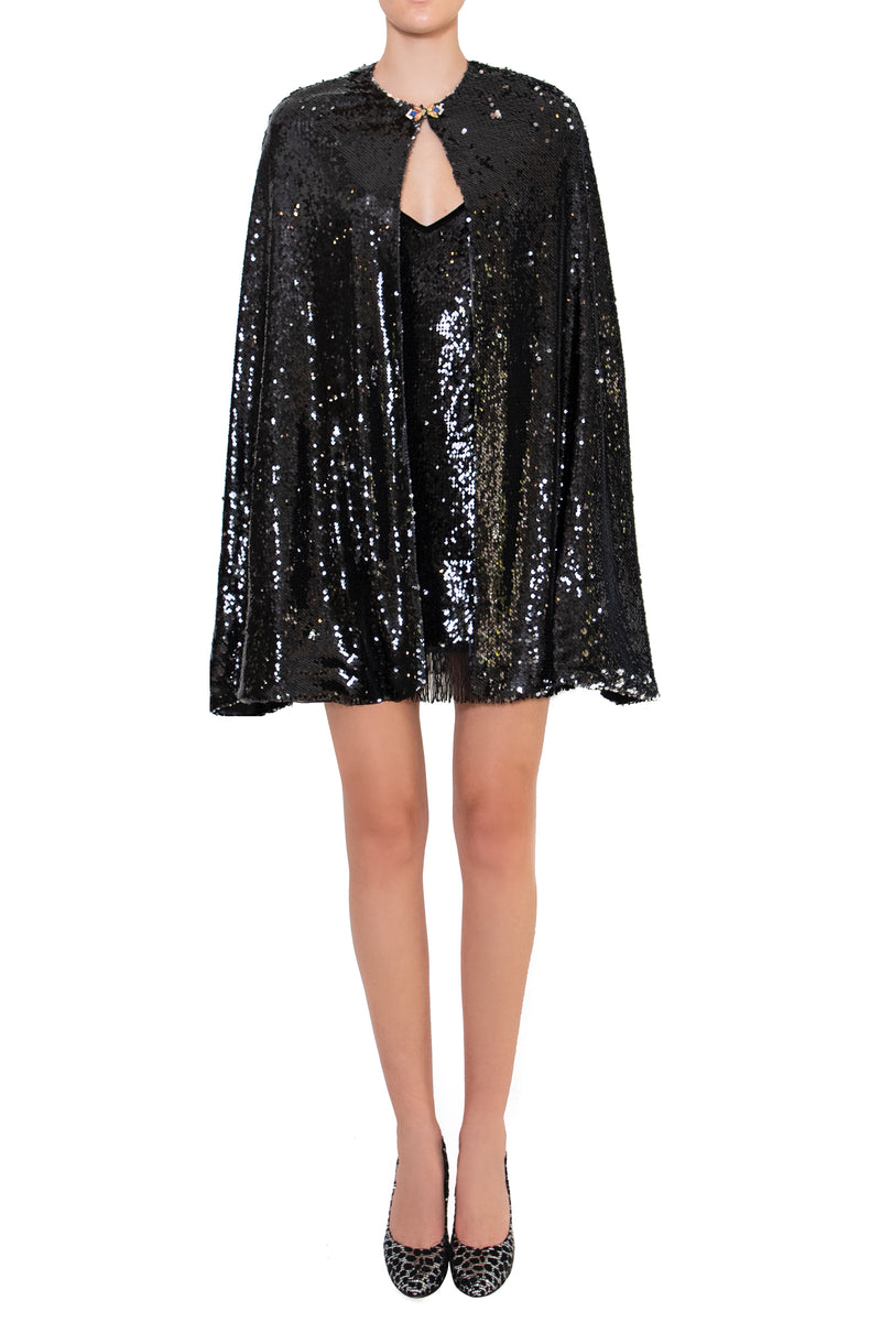 black sequin cape