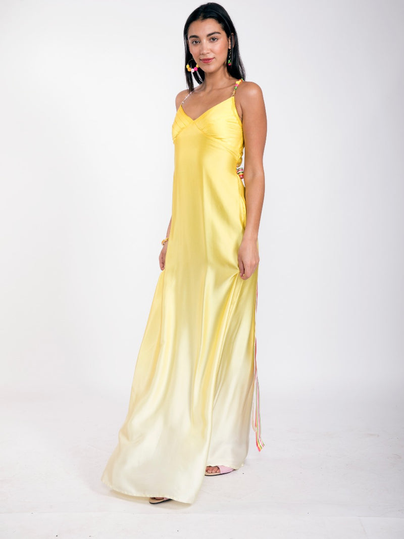 latex yellow dress