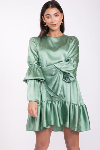 mint green silk dress