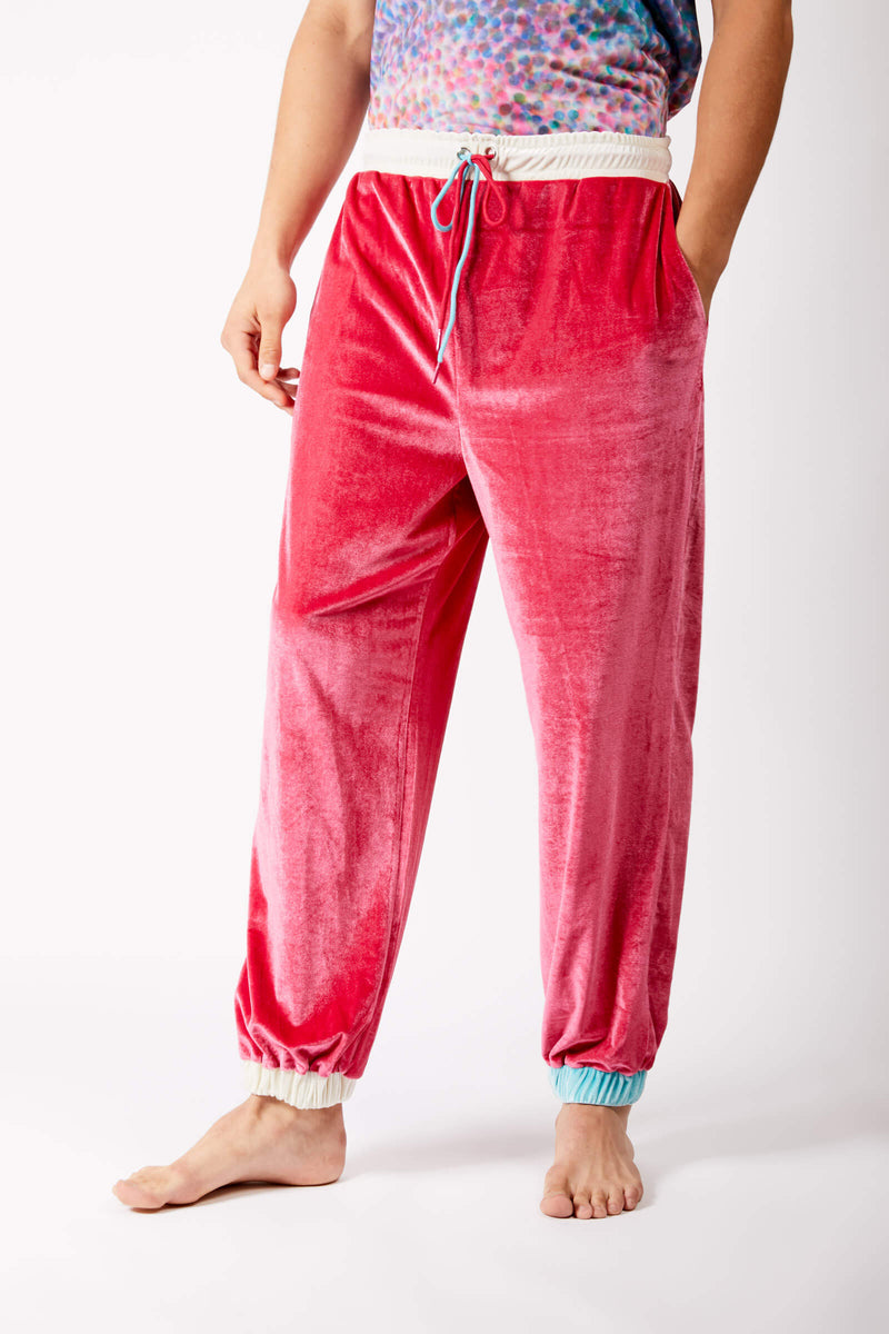 pink velour sweatpants