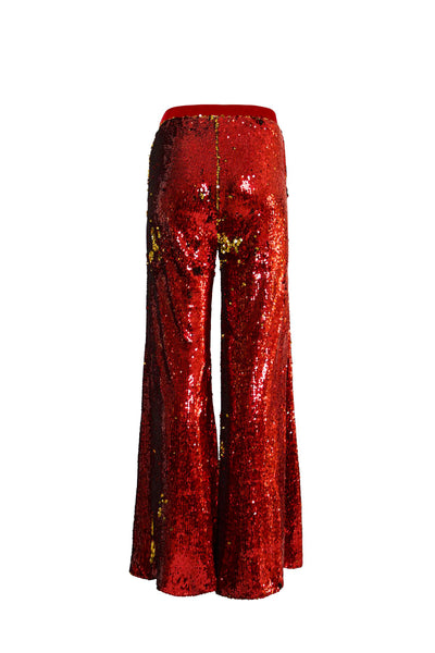 Ilona Rich Red & Gold Sequin Wide Leg Trousers – Rich Fashion