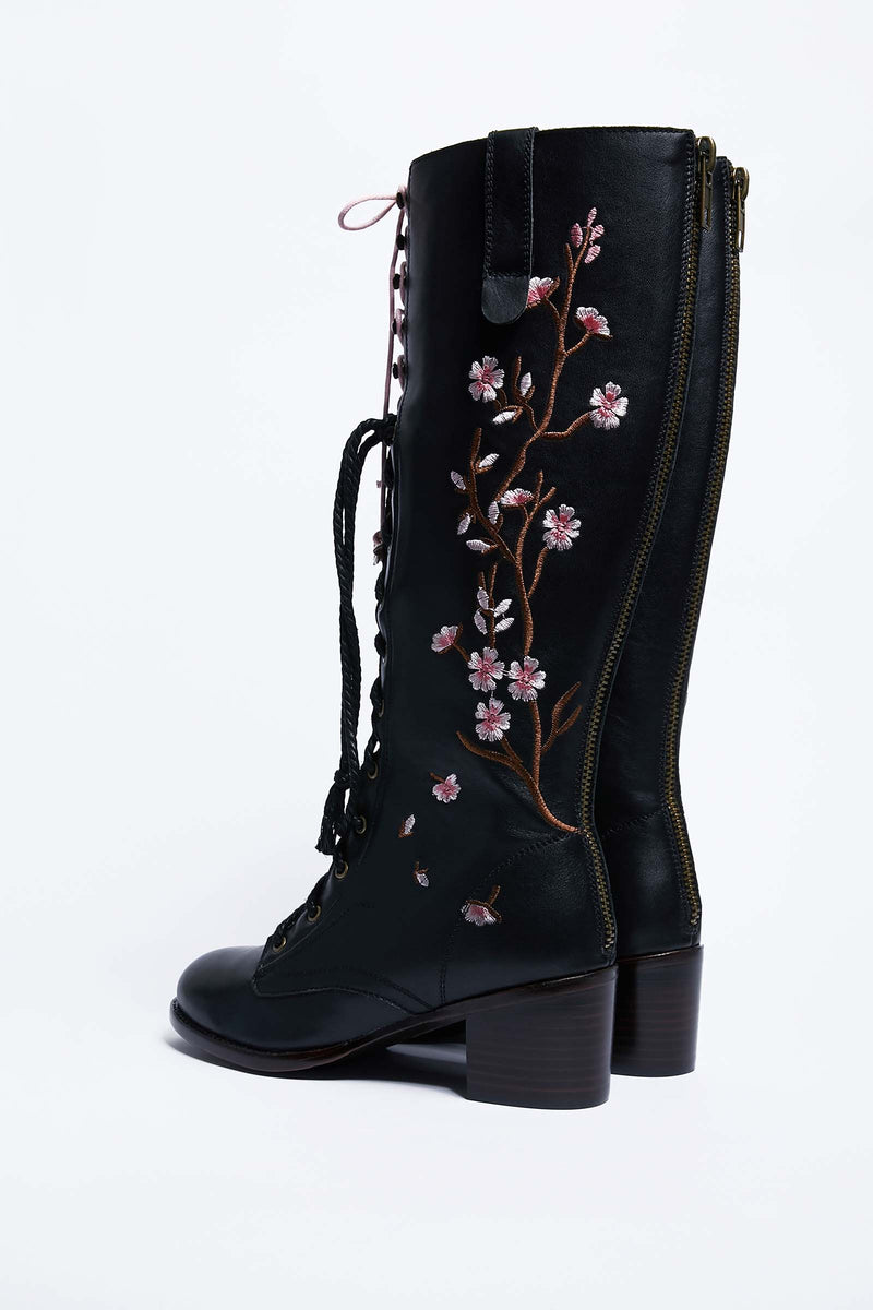 embroidered leather boots