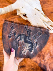 Cowhide/Pendleton Makeup Bags