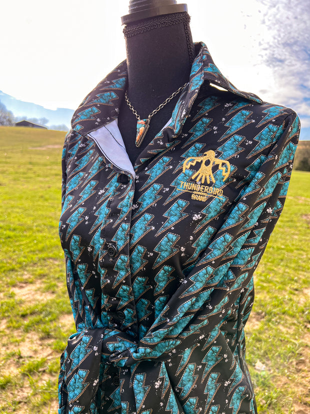 Turquoise Bolt Button Up by Thunderbird Brand