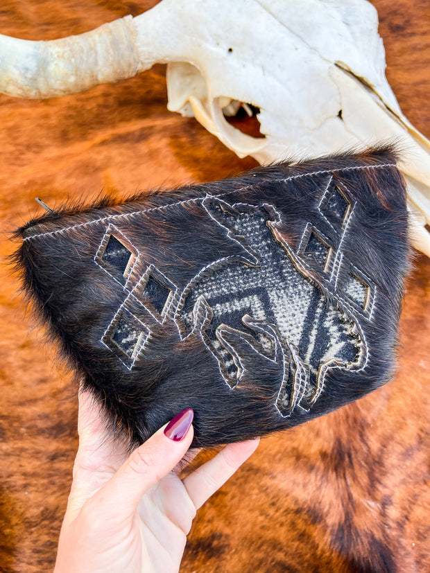 Cowhide/Pendleton Makeup Bags