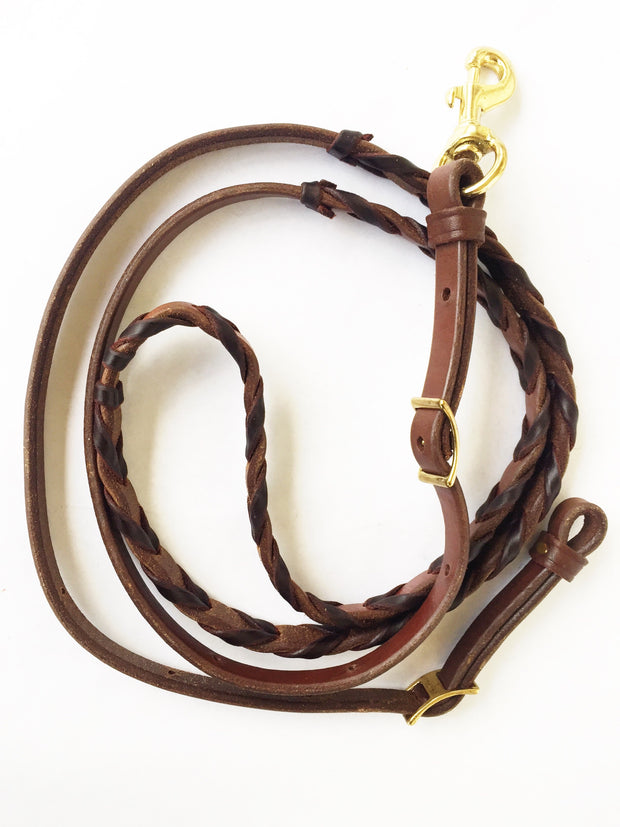 Dark Oil Laced Leather Barrel Reins