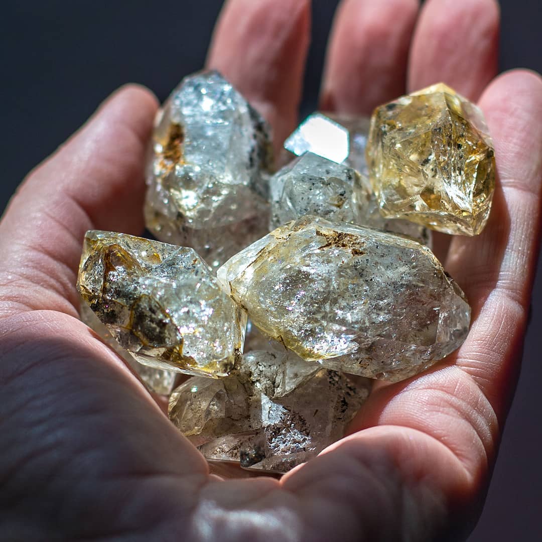 Hand full of Herkimer Diamond