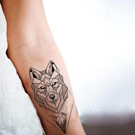 Geometric Wolf Temporary Tattoo