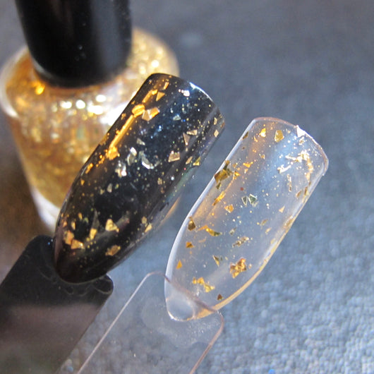 Gold Metallic Flake Vegan Nail Polish Topper Sun-kissed 