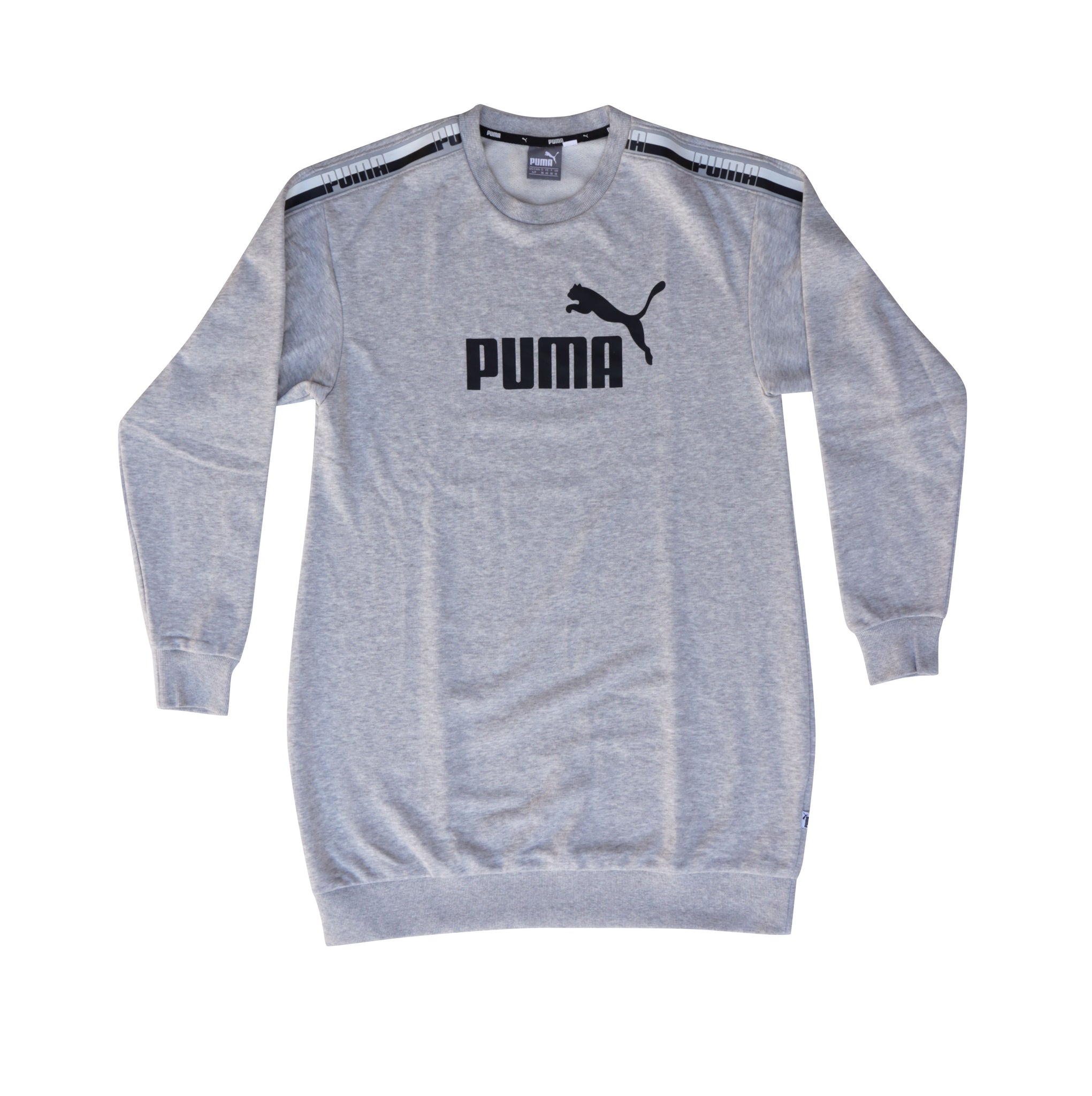 Puma Women S Tape Terry Long Sleeve T Shirt Dress Grey Seagasso