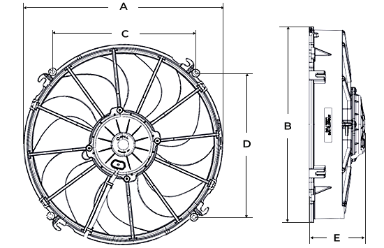 SPAL Thermo Puller Fan - 12" Skew 12V - 1451 CFM