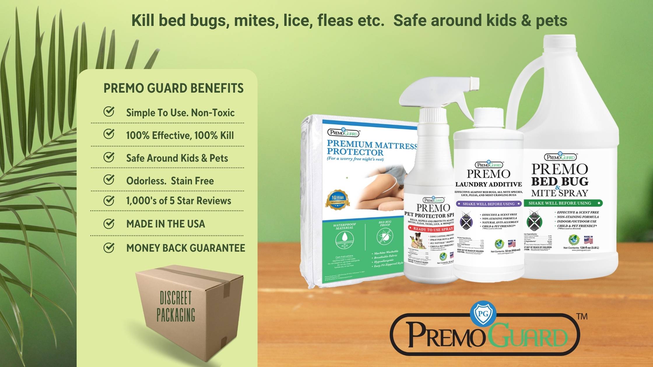 Premo Guard Kills Crawling Insects, bed bugs, mites, lice, fleas and more.