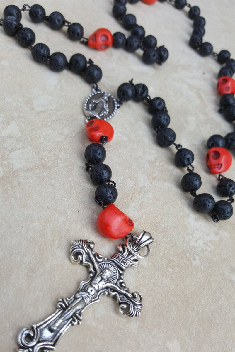 Memento Mori Skull Rosary wire wrapped necklace – CCCreationz