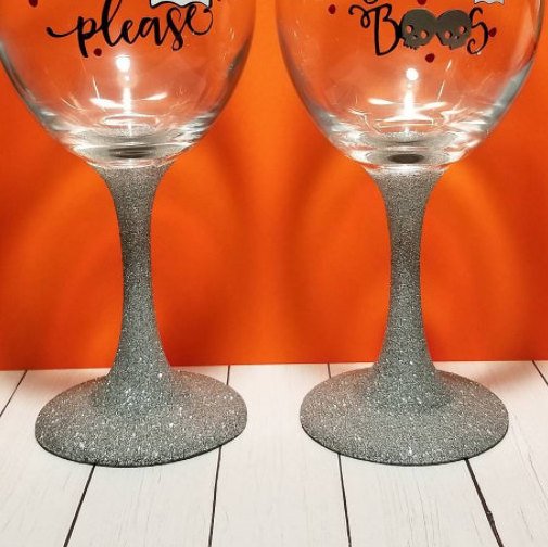 Glittered Wine Glass Monogram Wine Glasses, Custom Wine Glasses,  Personalized.