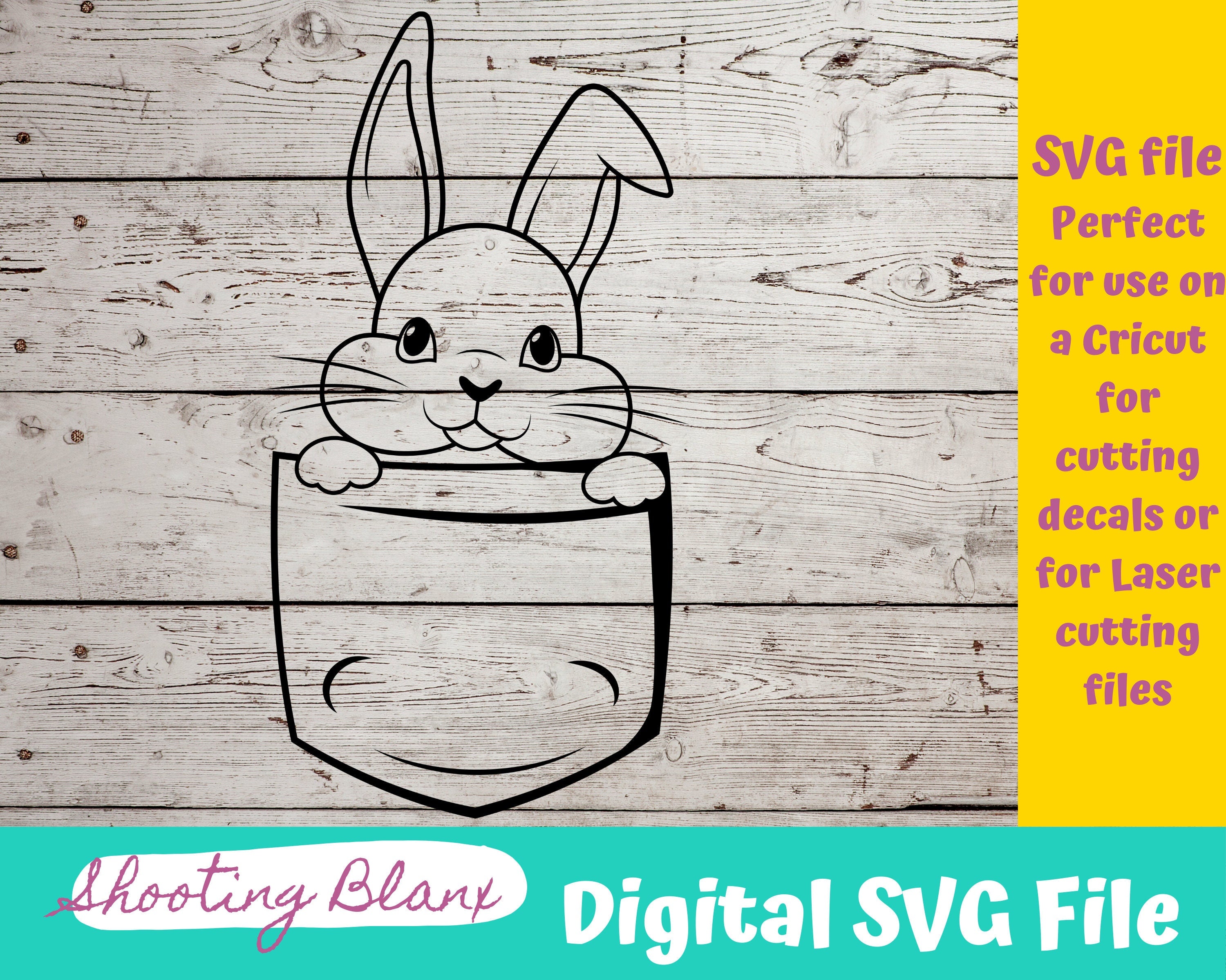 Pocket Rabbit Buddy SVG file perfect for Cricut, Cameo, or Silhouette also for laser engraving Glowforge, bunny, easter