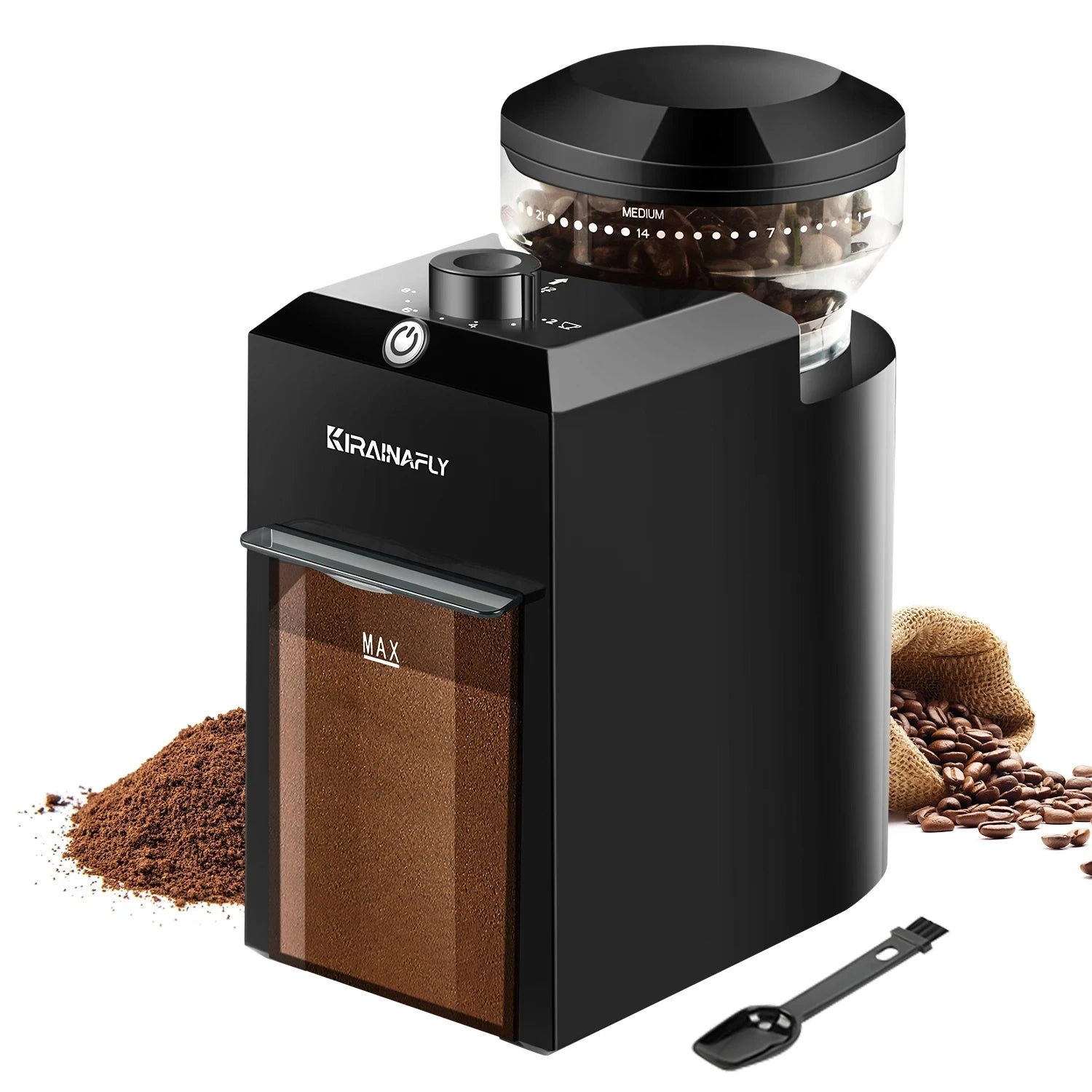 Burr Coffee Grinder Machine, 28 Grind Settings, Consistent Grinding, Easy to Clean, Black, 2-12 Cup Control, Ideal for Espresso, French Press, Cold Brew