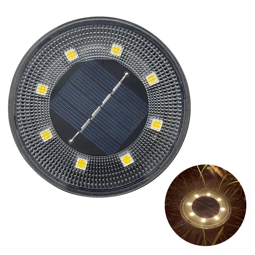 Solar Path Lights, IP68 Waterproof, 2V 100mA Solar Panel, 8 LED, 400mAh Battery, Modern Design, Warm/White Lighting