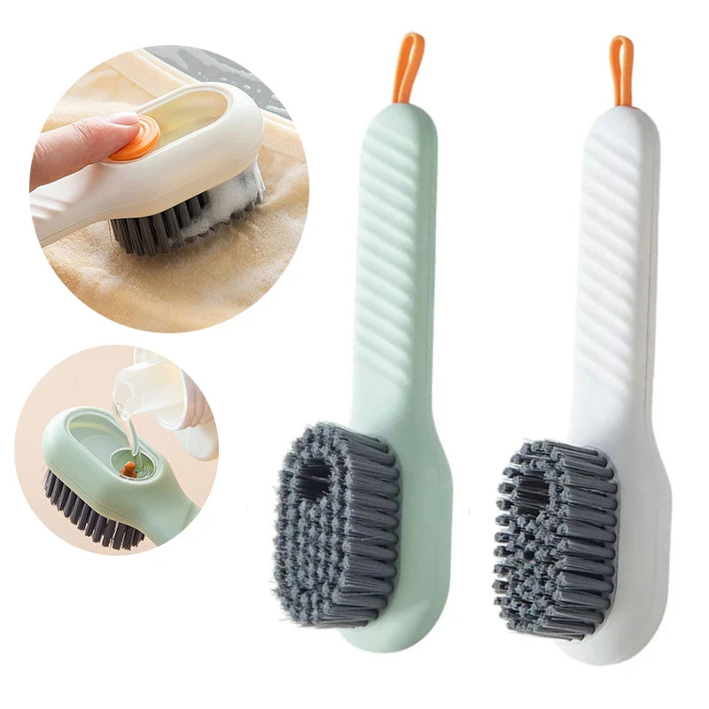 Soft Bristle Cleaning Brush, Long Handle & Versatile, Ideal for Shoes, Clothes & Household Cleaning