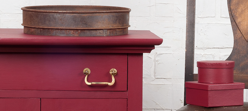 Cranberry deep red colour fusion paint hand painted drawer unit