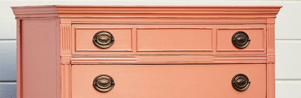 Hand painted chest of drawers painted in Fusion Mineral Paint Coral colour