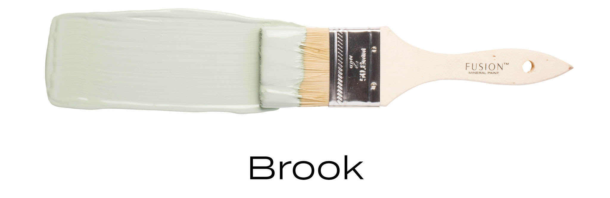 Brook light blue green furniture paint by fusion mineral paint on a paintbrush