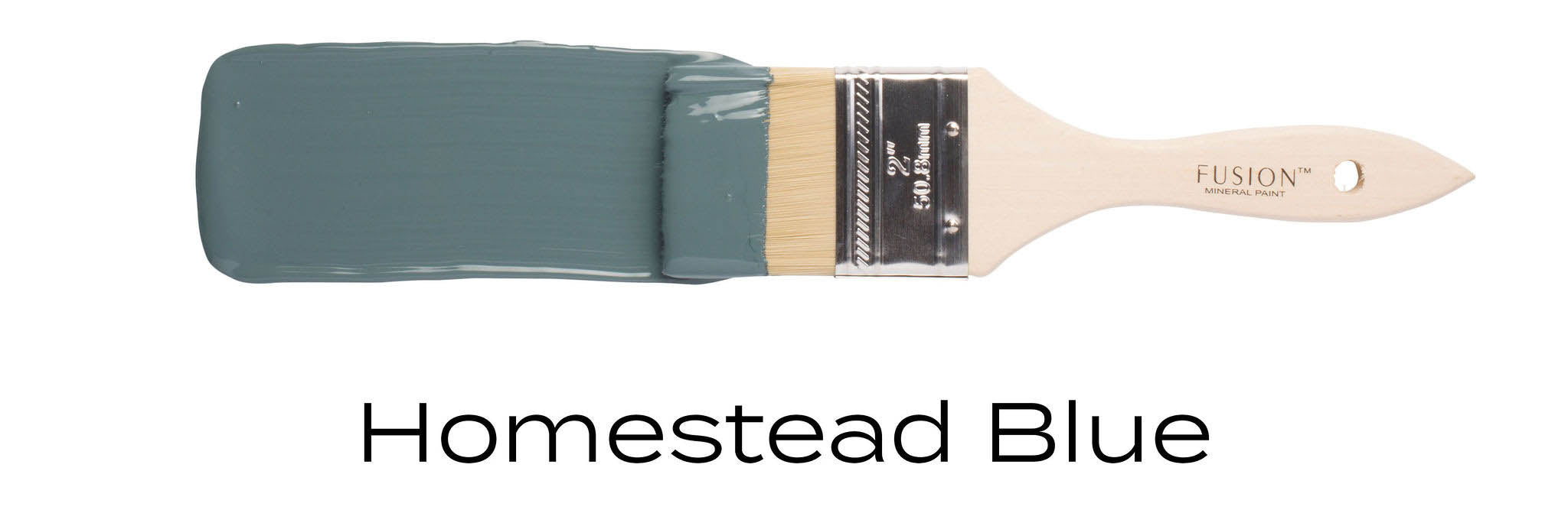 homestead blue fusion mineral paint example on paint brush