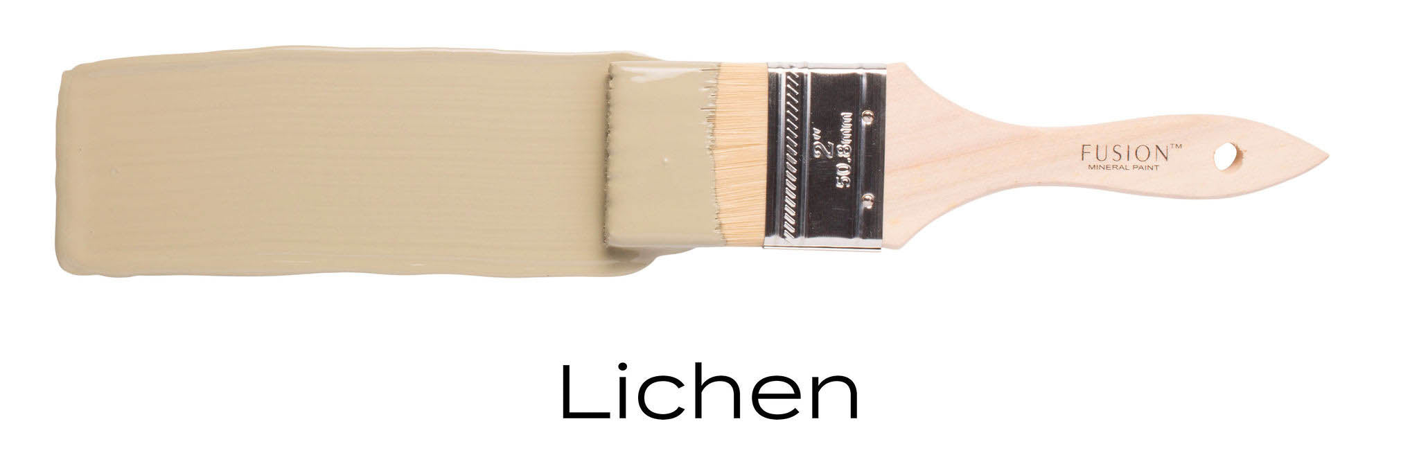 lichen fusion mineral paint colour example on a paint brush stroke