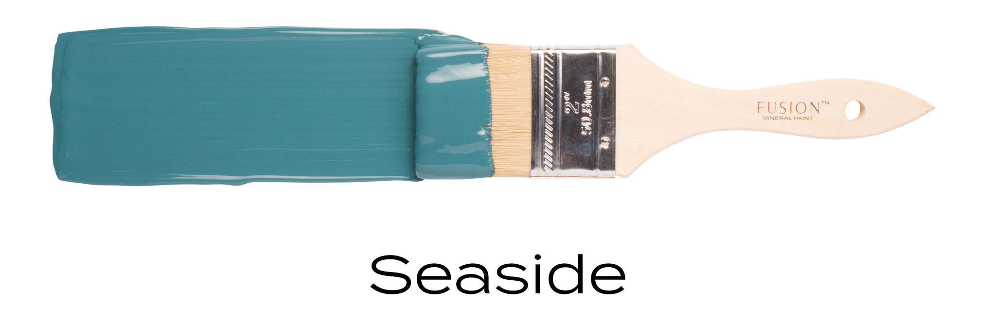 Seaside rich blue colour fusion mineral paint example on paint brush