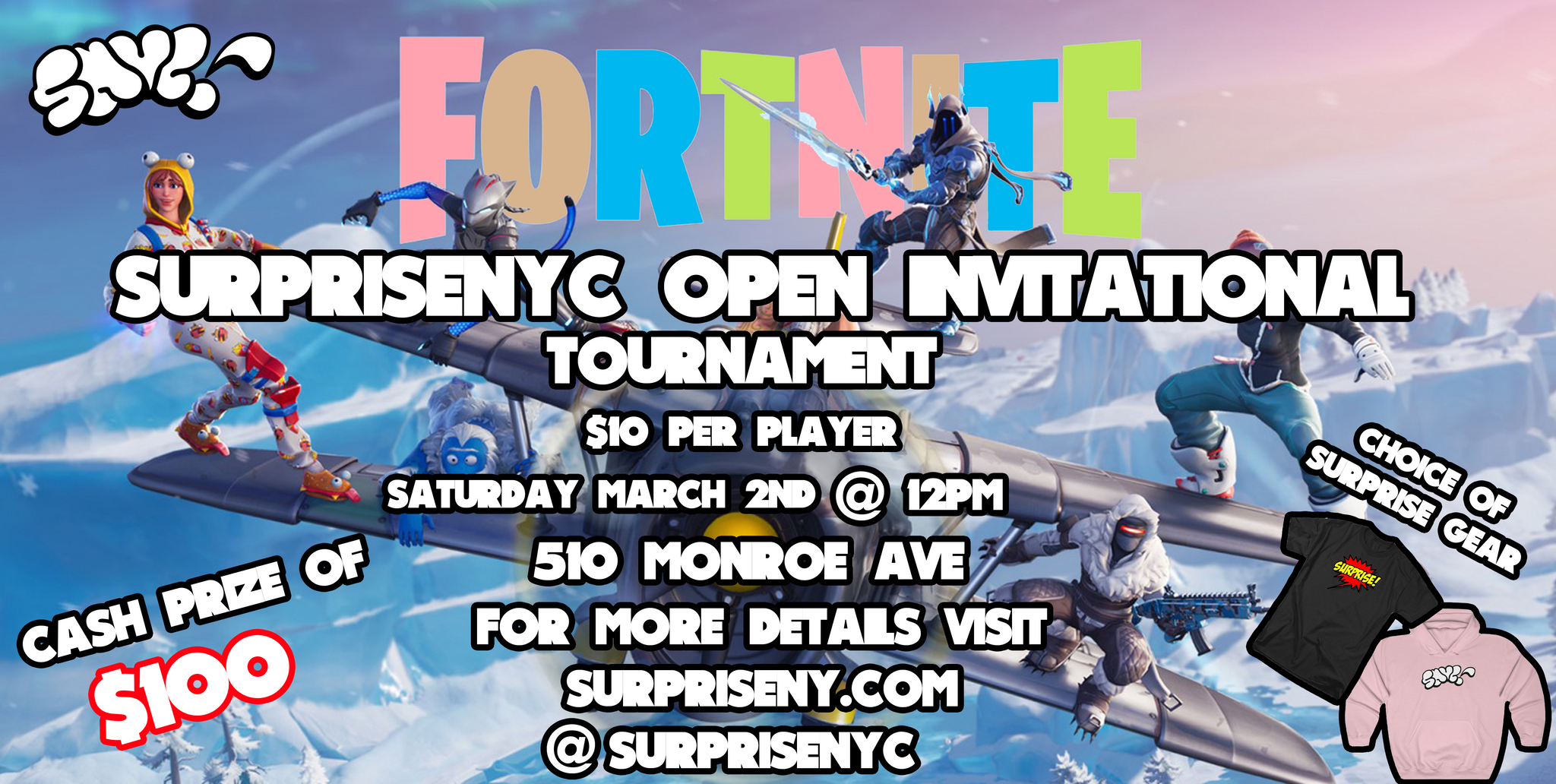 surprise nyc open invitational fortnite tournament - fortnite tournament nyc 2019
